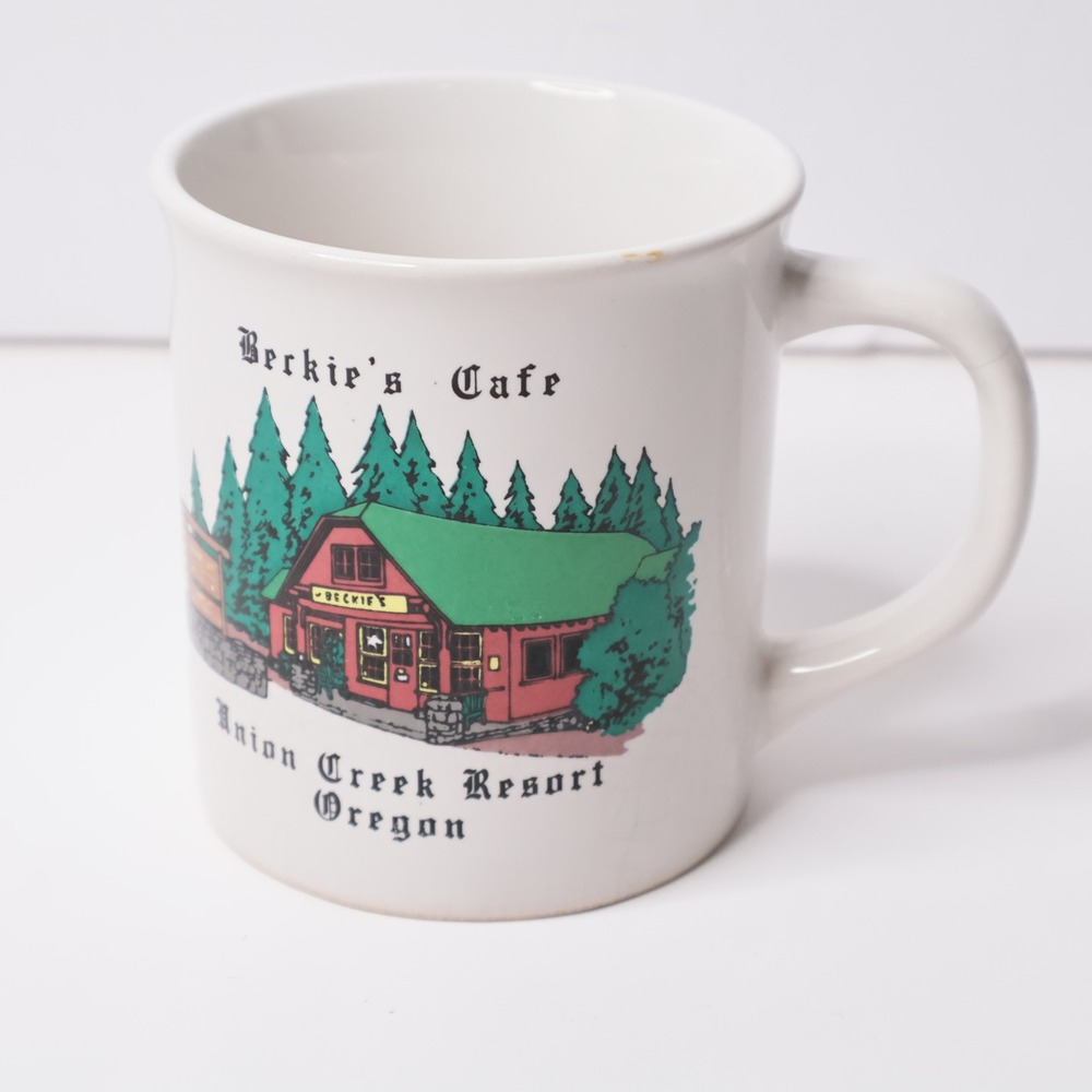 Beckies Cafe Union‎ Creek Resort Oregon Vintage Souvenir Coffee Mug White PNW